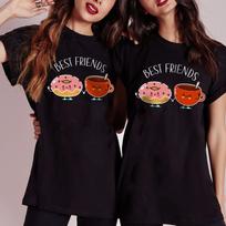 Best Friends Coffee and Donut Matching Couple Cool T-Shirt, Men's and Women's Sizes (MAC-22340) S