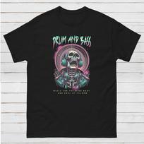 Drum and Bass Skeleton Graphic T-Shirt, EDM Rave Tee M