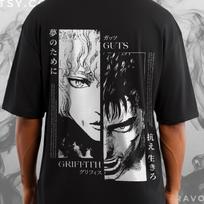 Berserk, Guts And Griffith Oversized T-shirt | Unisex, Men & Women. S