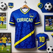 2026 new quick-drying men's sports Curacao football jersey, fan-friendly training jersey, outdoor parent-child children's T-shirt S juoda