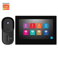 2025 New Full Touch Screen 7inch Tuya Smart Wireless 1080P Video Door Phone 2.4G WiFi Night Vision Waterproof Zinc Alloy DC 12V (Black,Wi-Fi&Two-Way Intercom) juoda