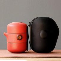 Japanese-Style Ceramic Teapot Lid Bowl Teacup Handmade Portable Travel Office Tea Set 210813 180ml raudona