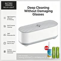 Ultrasonic Jewelry Glasses Cleaner High Frequency Vibration Washing Machine Portable Efficient Deep Clean Battery Powered Daily Use Tool Battery style(No battery) balta