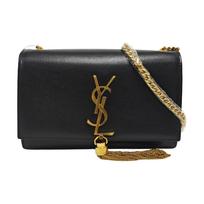 [Pre-Owned] Ysl Kate Gold Logo Chain Smooth Leather Tassel Shoulder Bag - Very Good #HLHXHX ONE SIZE
