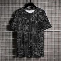 3D Printed Math Formula T-Shirt For Men Experiment Pattern T Shirts Summer Casual Short Sleeves Round Neck Tops Trend Loose Tees XXS