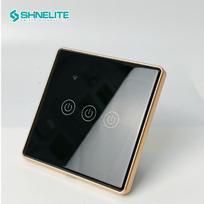 WIFI 4 Gang Switch Electroplating Frame Smart Home Wall Switch and Socket Controlled by Voice Touch App 86*86mm&Eu Standard pilka