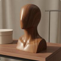 Manekeno galva Lengvas Stiklo Pluošto Vyriškas Lino Tekstūros Paviršius Parduotuvių Savininkams Wood Grain black