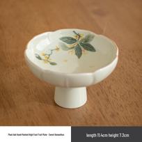 BAILOCK Hand-Painted Ceramic High-Footed Fruit/Snack Plate