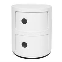 Nightstand with 2 Drawers 2 Layers Modern Bedside Table Bedroom Side End Stand Multi Functional Round Storage Unit Bedside Table white