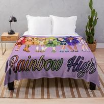 Rainbow High Pagrindiniai veikėjai ir logotipas Mesti pledai Madingi sofos pledai 75x90cm white