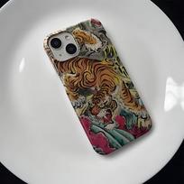Oriental Style Majestic Tiger Pattern Phone Case for iPhone 17 16 15 14 13 12 11 Air Pro Max XS XR 7 8 Plus Glossy Hard PC Cover iPhone 11 gray
