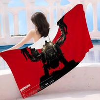 Wolfenstein Microfiber Printed Beach Towel Mountain Climbing Yoga Beach Swimming Running Absorbent Soft Towel W30*H60(CM)