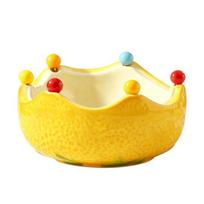 Yousheng Fruit Plate with Fruit Fork, Ceramic Fruit Bowl, Orange Decorative Snack Serving Dish, for Kitchen Counter And Dining Table