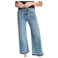 Platūs džinsai moterims, Mėlyna, Mid rise wide leg