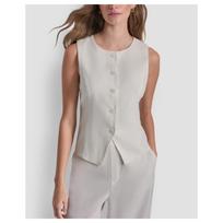 Liemenė moterims, Smėlio, Linen button front vest