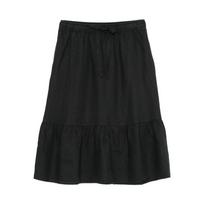 Midi sijonas moterims, Juoda, Pull on linen skirt