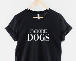 Jadore Dogs Shirt, French Dog Lover T Shirt, Cute Puppy Graphic Tee, Gift for Dog Owner L