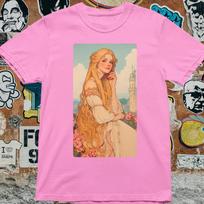 Rapunzel Fairy Tale T-Shirt Fantasy Princess Graphic Tee, Medieval Castle L
