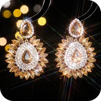 Luxury Rhinestone Ear Drop Crystal Sunflower Earrings Retro Droplet Earrings  for Women Style 4
