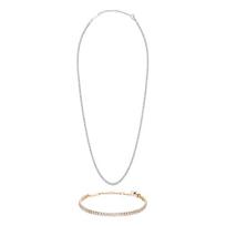 Daniel Wellington Set Rose Gold Sparkling Bracelet Zircon Alloy Starlight Tennis Necklace Same Style for Men and Women as Couples C387N389 sidabras