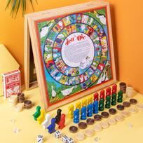 Multi-Functional Wooden Flying Chess Checkers Combining Four Types of Puzzles-for Children's Play