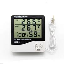 HTC2 Digital Thermometer Hygrometer LCD Temperature and Humidity Gauge With Clock Thermo-Hygrometer Digital Thermometer (White,1 ℃&-50℃~110℃) balta