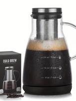 24oz Classic Glass Cold Brew Coffee Pitcher, Manual Pour-over Iced Coffee Maker, No-Electricity Glass Jug for Juice and Tea