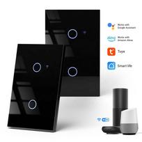 2,4 GHz WiFi sieninis jutiklinis išmanusis jungiklis Daugiafunkcis baltas juodas 2 klavišų stiklo panelės šviesos jungiklis 1 gang&American Standard balta