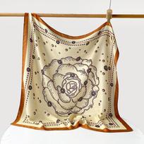 90cm Herringbone Square Scarf  Camellia Herringbone Print European American Style Headscarf Shawl Cross-border