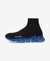[Balenciaga] Speed 2.0 visiškai skaidriu padu, su grafiti, iš perdirbto trikotažo sportbačiai - Juodi:Mėlyna 617239W2DC41040SS25 39