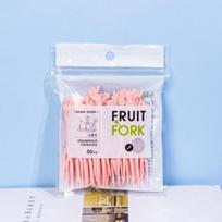 50Pcs Cartoon Plastic Fruit Fork Toothpicks Bento Lunch Box For Kids Birthday Party Snack Cake Dessert Selection Forks rožinė