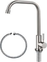 Deck Mounted 360 Degree Rotating Handle Tap 304 Stainless Steel Kitchen Sink Faucet (as the picture,Stainless Steel)