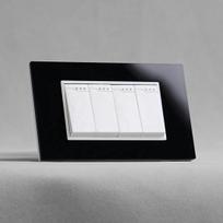 Black Acrylic Panel Gold Wall Light Switch With LED Indicator Light USA 1 2 3 4 Gang 1 Way 2 Way Rocker Embedded Switch US MX AU (Black,118mm*72mm&South America Standard) juoda