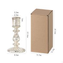 Glass Candlestick Ribbed Taper Candle Holder Fluted Silver L Silver S