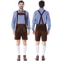 Men's Bavarian Oktoberfest Plaid Button Down Shirt for Festival and Casual Wear S mėlyna