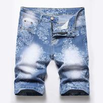 Original Fashion Stretch Printed Personalized Cowboy Midpants 28 šviesiai mėlyna spalva