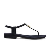 Su Yinyin has the same retro mandarin duck design gold buckle T with toe flat sandals women's round head versatile open-toed sandals 34 tamsiai mėlyna spalva