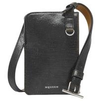 Alexander McQueen T-Bar Sling Logo Zip Closure Calfskin Crossbody Phone Bag Men bags Black Camel 814918-1AAUH-9769 Basic Set (Bag+Dust Bag)