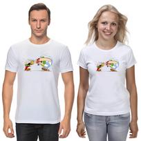 Asterix and obelix, Famous Characters Figure, Short Sleeve White-Black Men's / Women's T-Shirt K1003 L
