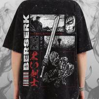 Guts , Berserk Brutalism Snow Washed Oversized T-shirt | Unisex, Men & Women. M