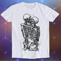 Skeleton Kissing Love Never Dies Skull and Bones Till Death Romantic Meme Unisex Gamer Cult Movie Music Cool Funny Gift T-Shirt E730 3XL