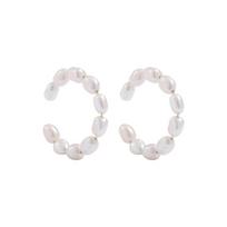 Elegant Pearls Ear Cuff for Women Trendy White Black Circle Earclips Female Stackable Cuff Earrings Without Puncture Bijoux