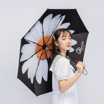 Fashion Automatic Button Umbrella Dual Use for Sunny And Rainy Days Sun Protection Sunscreen Folding Design (black,metal-fiber composite&8K) juoda