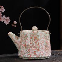 Ceramic Teapot with Side Handle Retro Japanese Style Kungfu Xishi Glaze Home Brewing Tea Set rožinė