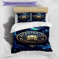 Leicester City F.C Printed Pattern Duvet Cover Set – includes 1 duvet cover and 2 matching pillowcases Bedroom decor Christmas gifts 135cm*200cm