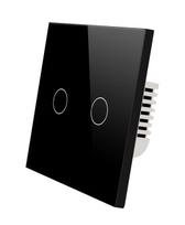 Right-angle Straight Edge Tempered Glass Zigbee Smart Home Alexa Voice Control 2-gang Smart Light Switch with Waterproof Design 86mm*86 mm&Eu Standard juoda