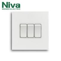 Niva NV5 Series Matt Black Stainless Steel 3 Gang 2 Way Wall Light Switch Double Control Switch for Hotel Home Decoration (Matte Black,86*90mm&Uk Standard)