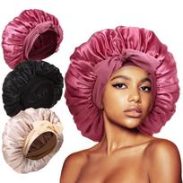 Wide Band Satin Bonnet, Silk-Like Hair Scarf for Women, Soft Sleep Cap for Curly & Frizzy Hair 100% Polyester