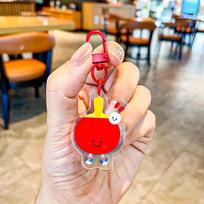 Acrylic Table Tennis Racket Football Field Keychain Double Sided Mini 3D Sports Keyring Bag Pendant Car Key Chains Souvenir Gift F