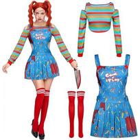 Chucky mėlyna suknelė Helovino Cosplay kostiumas 90 blue